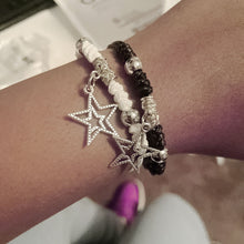 Load image into Gallery viewer, Hand Woven Star Pendant Bracelet Black White Set Drawstring Adjustable Hand Rope Bracelet Women Hand Jewelry
