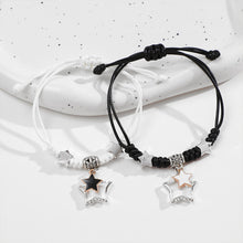 Load image into Gallery viewer, Hand Woven Star Pendant Bracelet Black White Set Drawstring Adjustable Hand Rope Bracelet Women Hand Jewelry
