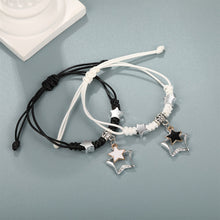 Load image into Gallery viewer, Hand Woven Star Pendant Bracelet Black White Set Drawstring Adjustable Hand Rope Bracelet Women Hand Jewelry
