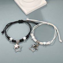 Load image into Gallery viewer, Hand Woven Star Pendant Bracelet Black White Set Drawstring Adjustable Hand Rope Bracelet Women Hand Jewelry
