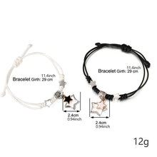 Load image into Gallery viewer, Hand Woven Star Pendant Bracelet Black White Set Drawstring Adjustable Hand Rope Bracelet Women Hand Jewelry
