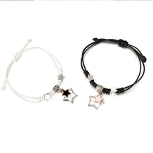 Load image into Gallery viewer, Hand Woven Star Pendant Bracelet Black White Set Drawstring Adjustable Hand Rope Bracelet Women Hand Jewelry
