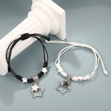 Load image into Gallery viewer, Hand Woven Star Pendant Bracelet Black White Set Drawstring Adjustable Hand Rope Bracelet Women Hand Jewelry

