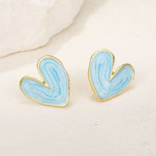 Load image into Gallery viewer, Simple Retro Heart-shaped Earrings Fashionable Niche Alloy Dripping Oil Earrings Ear Studs Women Ear Jewelry
