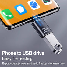 Load image into Gallery viewer, 6A CE Alloy OTG Adapter Type-C To USB3.0 Mobile Phone Adapter For Apple Huawei Extended Memory Converter
