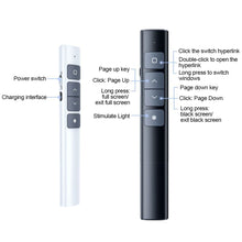 Load image into Gallery viewer, 2.4GhZ Multi-Function PPT Page Turning Pen Infrared Indication Wireless Laser Projection Pen USB Charging Whiteboard Remote Control Teaching Meeting Equipment
