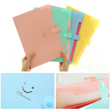 Load image into Gallery viewer, A4 Multi-Layer Folder Dutton File Bag File Bag Candy Color Five Grid Organ Bag Large Capacity Korean Simple Office Stationery
