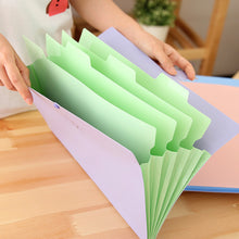 Load image into Gallery viewer, A4 Multi-Layer Folder Dutton File Bag File Bag Candy Color Five Grid Organ Bag Large Capacity Korean Simple Office Stationery
