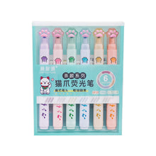Load image into Gallery viewer, 6Pcs Kawaii Cat Claw Pastel Color Highlighters Drawing Art Markers Fluorescent Pen Gift Stationery Cute School Supplies
