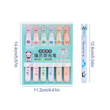 Load image into Gallery viewer, 6Pcs Kawaii Cat Claw Pastel Color Highlighters Drawing Art Markers Fluorescent Pen Gift Stationery Cute School Supplies
