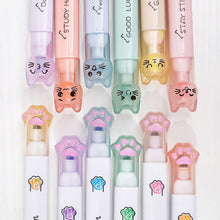 Load image into Gallery viewer, 6Pcs Kawaii Cat Claw Pastel Color Highlighters Drawing Art Markers Fluorescent Pen Gift Stationery Cute School Supplies
