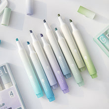 Load image into Gallery viewer, 4pcs/set Macaron Color Gradient Highlighter Pens Kawaii Stationery Students Marker Pen Drawing Tool Cute School Office Supplies
