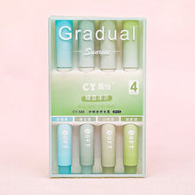Load image into Gallery viewer, 4pcs/set Macaron Color Gradient Highlighter Pens Kawaii Stationery Students Marker Pen Drawing Tool Cute School Office Supplies
