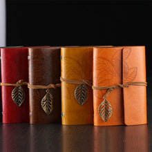 Load image into Gallery viewer, A7 Loose-leaf Photo Album PU Leather Kraft Paper Maple Leaves Cover Diary Notebook Vintage Cover Traveler Album Journals School Supplies

