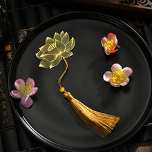 Load image into Gallery viewer, Gold Color Leaf Shape BookmarksWith Tassel Fashion Hollow Lotus Shape Book Marks Student Stationery School Office Supplies Gifts
