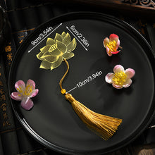 Load image into Gallery viewer, Gold Color Leaf Shape BookmarksWith Tassel Fashion Hollow Lotus Shape Book Marks Student Stationery School Office Supplies Gifts
