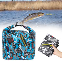 Load image into Gallery viewer, Foldable Portable Camo Live Fish Bag Printing Thickened Oxford Cloth Deodorant Fishing Package Fishing Gear Accessories

