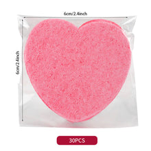 Load image into Gallery viewer, 10pcs Heart Shaped Makeup Removal Sponge Compressed Cellulose Sponge Wood Pulp Cotton Face Washing Cleanser Sponge Cosmetic Puff
