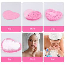 Load image into Gallery viewer, 10pcs Heart Shaped Makeup Removal Sponge Compressed Cellulose Sponge Wood Pulp Cotton Face Washing Cleanser Sponge Cosmetic Puff

