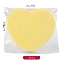 Load image into Gallery viewer, 10pcs Heart Shaped Makeup Removal Sponge Compressed Cellulose Sponge Wood Pulp Cotton Face Washing Cleanser Sponge Cosmetic Puff
