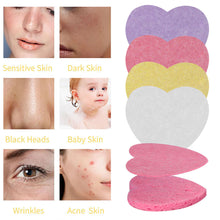 Load image into Gallery viewer, 10pcs Heart Shaped Makeup Removal Sponge Compressed Cellulose Sponge Wood Pulp Cotton Face Washing Cleanser Sponge Cosmetic Puff
