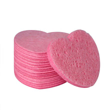 Load image into Gallery viewer, 10pcs Heart Shaped Makeup Removal Sponge Compressed Cellulose Sponge Wood Pulp Cotton Face Washing Cleanser Sponge Cosmetic Puff
