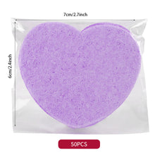 Load image into Gallery viewer, 10pcs Heart Shaped Makeup Removal Sponge Compressed Cellulose Sponge Wood Pulp Cotton Face Washing Cleanser Sponge Cosmetic Puff
