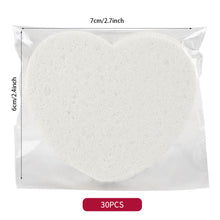 Load image into Gallery viewer, 10pcs Heart Shaped Makeup Removal Sponge Compressed Cellulose Sponge Wood Pulp Cotton Face Washing Cleanser Sponge Cosmetic Puff
