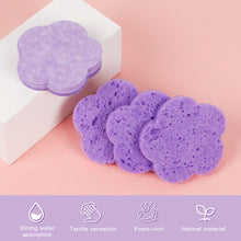 Load image into Gallery viewer, 10pcs Plum Blossom Compressed Wood Pulp Cotton Natural Facial Cleanser Face Washing Cleansing Sponge Cosmetic Puff
