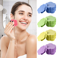 Load image into Gallery viewer, 10pcs Plum Blossom Compressed Wood Pulp Cotton Natural Facial Cleanser Face Washing Cleansing Sponge Cosmetic Puff
