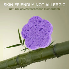 Load image into Gallery viewer, 10pcs Plum Blossom Compressed Wood Pulp Cotton Natural Facial Cleanser Face Washing Cleansing Sponge Cosmetic Puff
