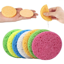 Load image into Gallery viewer, 5pcs Circular Compressed Wood Pulp Cotton Face Cleansing Puff Biodegradable Cleansing Puff Cleansing Makeup Removal Sponge Puff
