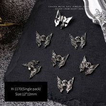 Load image into Gallery viewer, 3pcs 3D Retro Dark Gothic Punk Style Alloy Nail Art Charms Heart Skeleton Spider Cross Design for Halloween Nails Decoration Accessories
