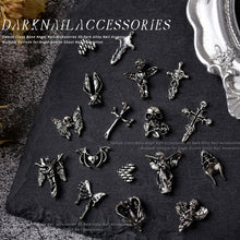 Load image into Gallery viewer, 3pcs 3D Retro Dark Gothic Punk Style Alloy Nail Art Charms Heart Skeleton Spider Cross Design for Halloween Nails Decoration Accessories
