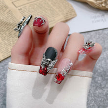 Load image into Gallery viewer, 3pcs 3D Retro Dark Gothic Punk Style Alloy Nail Art Charms Heart Skeleton Spider Cross Design for Halloween Nails Decoration Accessories
