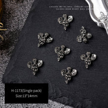 Load image into Gallery viewer, 3pcs 3D Retro Dark Gothic Punk Style Alloy Nail Art Charms Heart Skeleton Spider Cross Design for Halloween Nails Decoration Accessories
