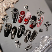 Load image into Gallery viewer, 3pcs 3D Retro Dark Gothic Punk Style Alloy Nail Art Charms Heart Skeleton Spider Cross Design for Halloween Nails Decoration Accessories
