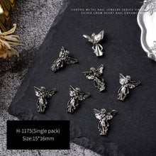 Load image into Gallery viewer, 3pcs 3D Retro Dark Gothic Punk Style Alloy Nail Art Charms Heart Skeleton Spider Cross Design for Halloween Nails Decoration Accessories
