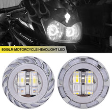Load image into Gallery viewer, 8000LM Motorcycle Headlight LED Angel Devil Eyes Headlight Projector Lens High/Low Beam Strobe Spotlight DRL Dual Lamp
