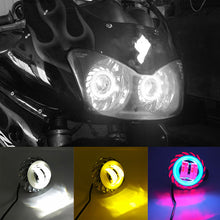 Load image into Gallery viewer, 8000LM Motorcycle Headlight LED Angel Devil Eyes Headlight Projector Lens High/Low Beam Strobe Spotlight DRL Dual Lamp
