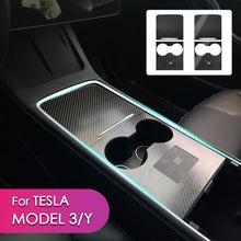 Load image into Gallery viewer, Car Interior Decoration Real Carbon Fiber Ultra Thin Car Center Console Cover Trim Sticker Fit For Tesla Model 3 Y 2021-23 Accessories
