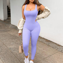 Load image into Gallery viewer, Women's Screw Thread Square Collar Vest One-Piece Yoga Shapewear Outdoor Sports Fitness High-Bounce Hip Lift Sexy Jumpsuit
