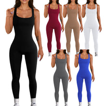 Load image into Gallery viewer, Women's Screw Thread Square Collar Vest One-Piece Yoga Shapewear Outdoor Sports Fitness High-Bounce Hip Lift Sexy Jumpsuit
