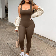 Load image into Gallery viewer, Women's Screw Thread Square Collar Vest One-Piece Yoga Shapewear Outdoor Sports Fitness High-Bounce Hip Lift Sexy Jumpsuit
