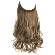 Load image into Gallery viewer, Synthetic Hair Extensions Fish Wire No Clips Fake Ombre Gradient Color Pink Blonde Brown Black Natural Wavy Hair Piece for Woman
