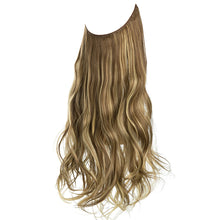 Load image into Gallery viewer, Synthetic Hair Extensions Fish Wire No Clips Fake Ombre Gradient Color Pink Blonde Brown Black Natural Wavy Hair Piece for Woman
