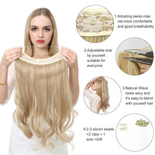 Load image into Gallery viewer, Synthetic Hair Extensions Fish Wire No Clips Fake Ombre Gradient Color Pink Blonde Brown Black Natural Wavy Hair Piece for Woman
