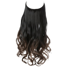 Load image into Gallery viewer, Synthetic Hair Extensions Fish Wire No Clips Fake Ombre Gradient Color Pink Blonde Brown Black Natural Wavy Hair Piece for Woman
