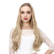 Load image into Gallery viewer, Synthetic Hair Extensions Fish Wire No Clips Fake Ombre Gradient Color Pink Blonde Brown Black Natural Wavy Hair Piece for Woman
