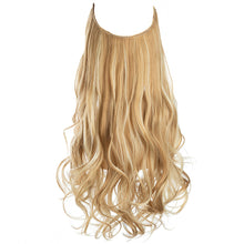 Load image into Gallery viewer, Synthetic Hair Extensions Fish Wire No Clips Fake Ombre Gradient Color Pink Blonde Brown Black Natural Wavy Hair Piece for Woman
